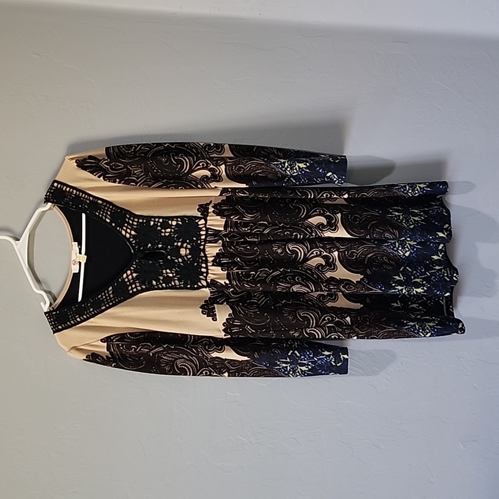 Aryeh Tan Printed  Knit Dress~XL